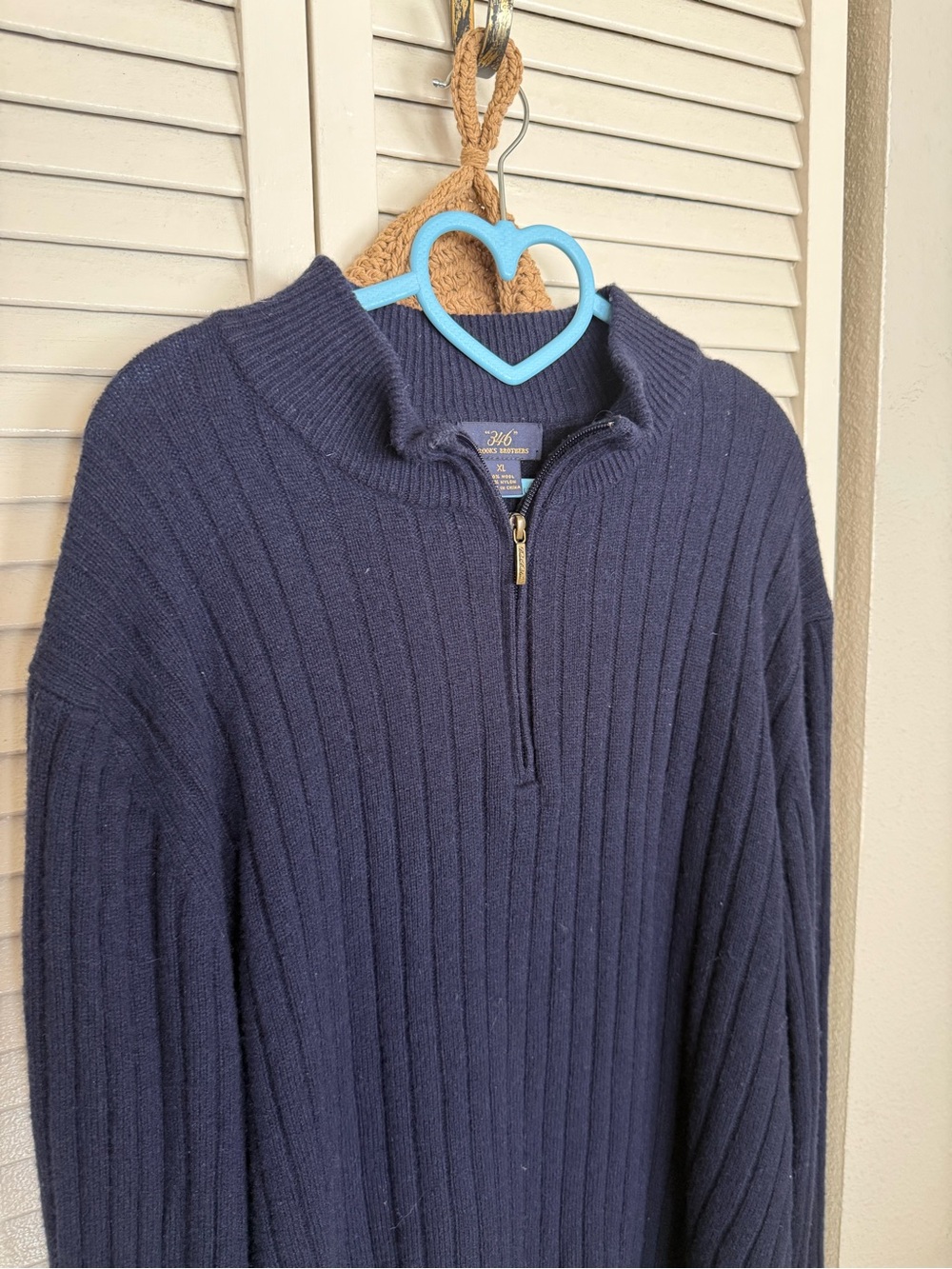 Brooks Brothers Navy Ribbed Quarter-Zip Sweater